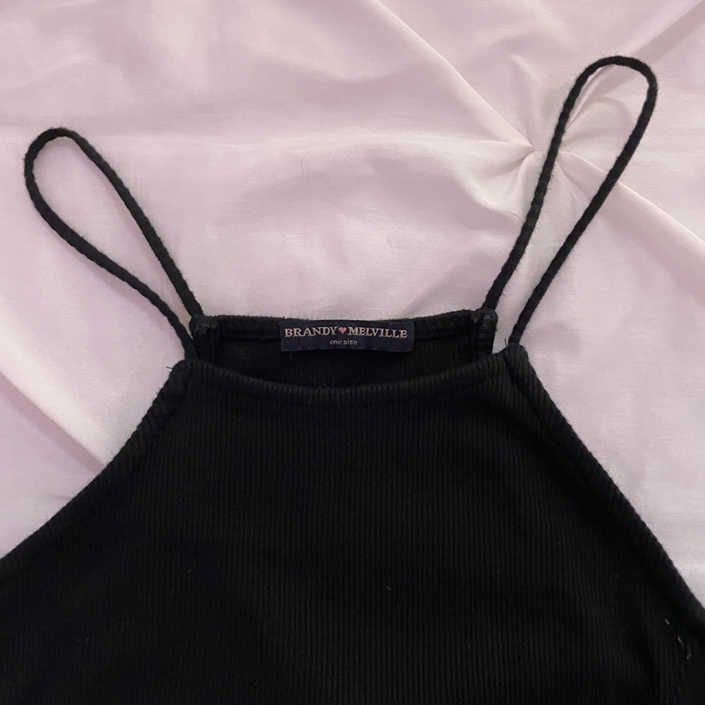 Brandy Melville Plain black square neck summer dress, size XS-S